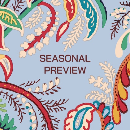 Seasonal Preview text in a colorful floreal background