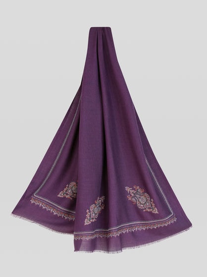 ペイズリー エンブロイダリー シルク・カシミヤ ストール