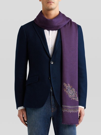 ペイズリー エンブロイダリー シルク・カシミヤ ストール