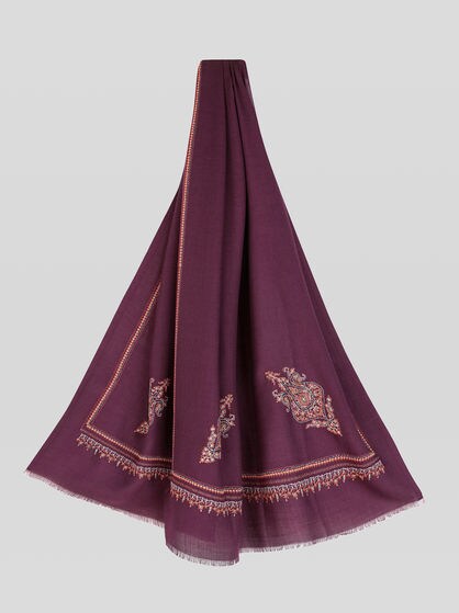 SILK AND CASHMERE SCARF WITH PAISLEY EMBROIDERY