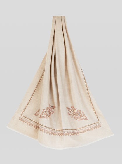 SILK AND CASHMERE SCARF WITH PAISLEY EMBROIDERY
