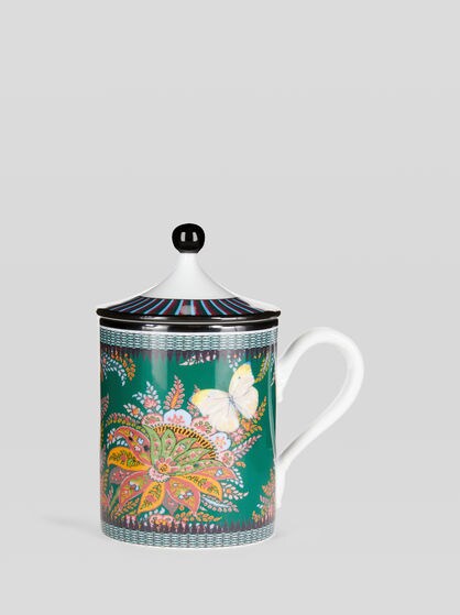 플로럴 PAISLEY 뚜껑이 있는 잔