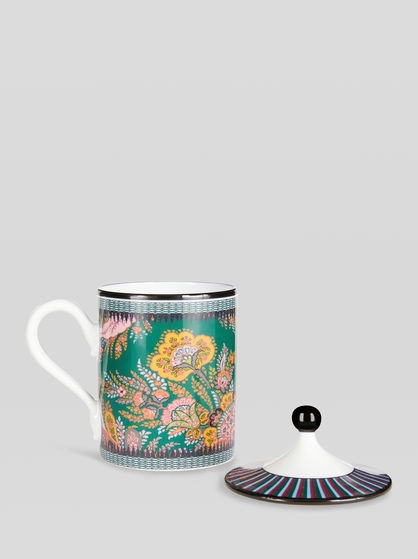 플로럴 PAISLEY 뚜껑이 있는 잔