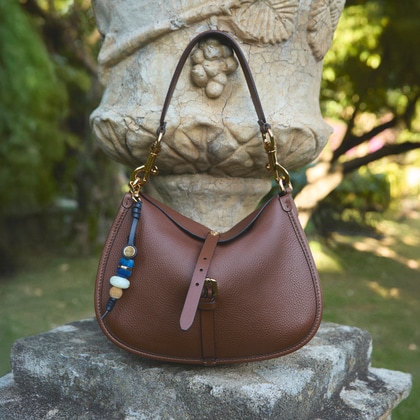Etro Pony Bag in brown leather with a blue charm