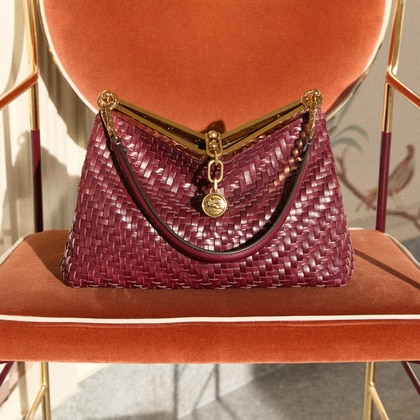 【優雅なフォルム】ETRO スモール ウーブンレザー ベラバッグ Women's Vela Bag with Pegaso| ETRO