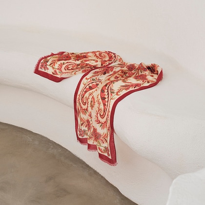 Etro scarf with paisley pattern in yellow and red colors