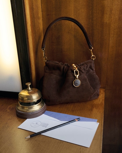 Etro Vela blossom in dark brown suede