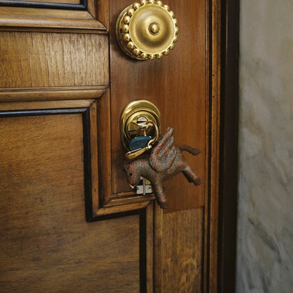 Etro Arnica Pegaso charm on a door