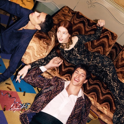 Models wearing Etro Holiday Collection 2025