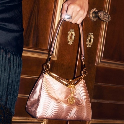 SMALL METALLIC LEATHER VELA BAG