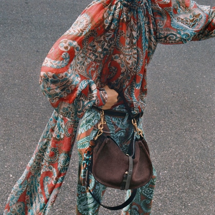 Etro brown suede pony bag 