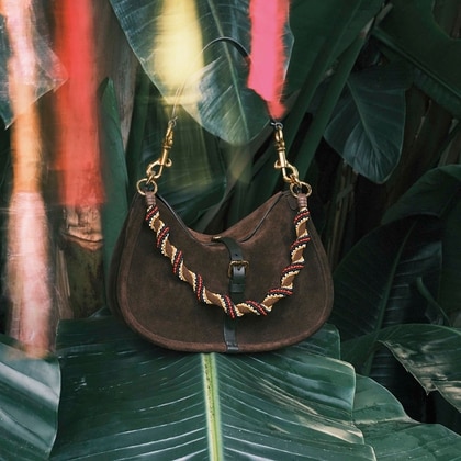 Etro Pony Bag in brown suede with a runway handlebag 