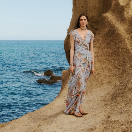 Model wearing Etro long dress of Etro Summer