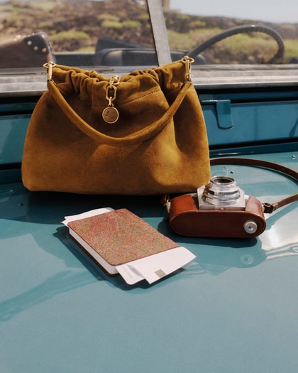 Etro Vela blossom in light brown suede