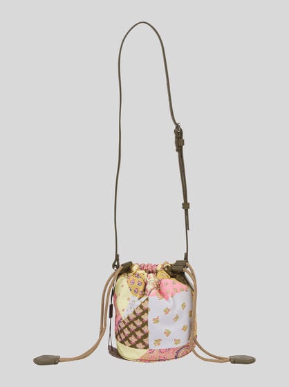 PATCHWORK BUCKET BAG WITH SHOULDER STRAP