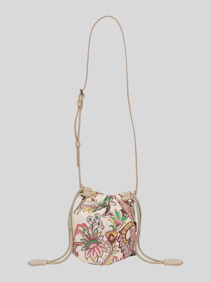 BUCKET BAG WITH PLACED PAISLEY PRINT