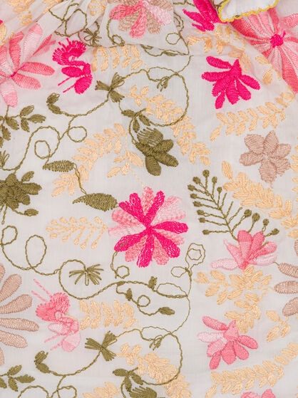 DRESS WITH EMBROIDERED FLORAL MOTIF