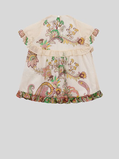 SILK-BLEND DRESS WITH PLACED PRINT