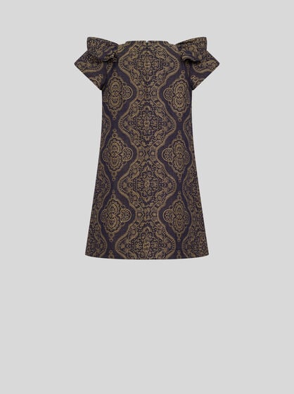 DRESS WITH GOLD DAMASK JACQUARD MOTIF