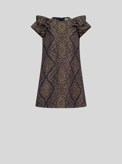 DRESS WITH GOLD DAMASK JACQUARD MOTIF