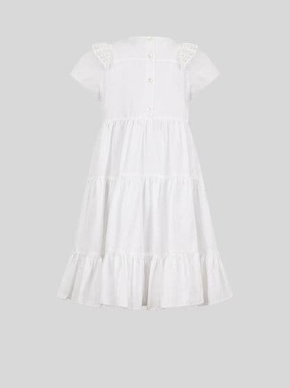 PURE COTTON DRESS WITH LACE RUFFLES