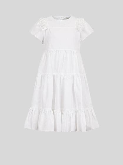 PURE COTTON DRESS WITH LACE RUFFLES