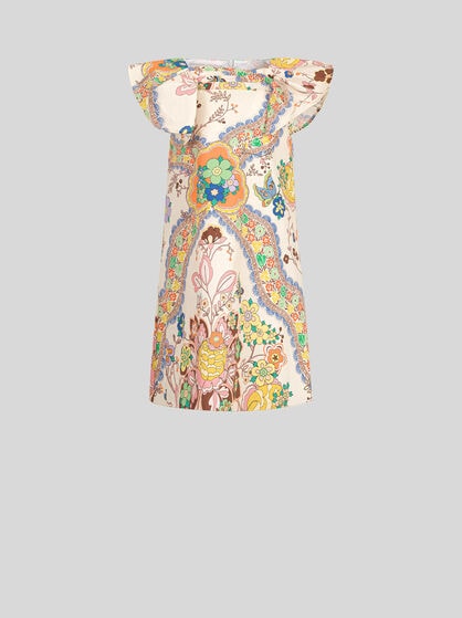 COTTON DRESS WITH FLOWER AND BUTTERFLY PRINT