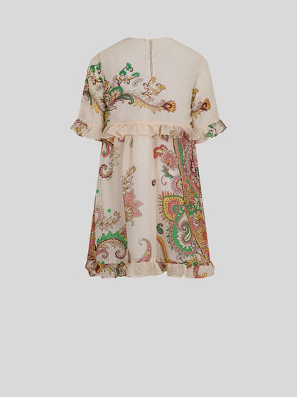 SILK-BLEND DRESS WITH PLACED PRINT