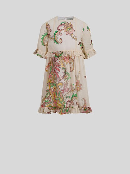 SILK-BLEND DRESS WITH PLACED PRINT