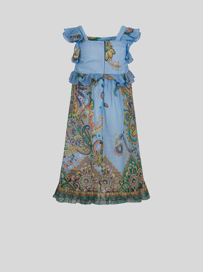 SILK-BLEND DRESS WITH PLACED PRINT