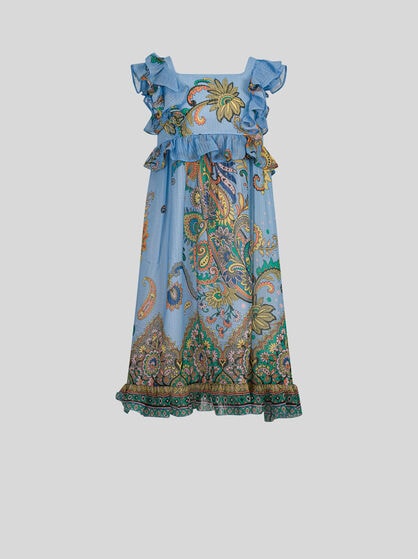 SILK-BLEND DRESS WITH PLACED PRINT