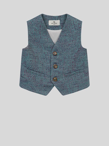 LINEN AND COTTON PAISLEY WAISTCOAT