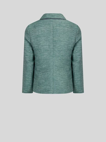 LINEN-BLEND TAILORED JACKET WITH PEGASO