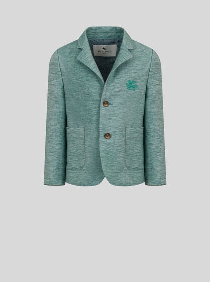 LINEN-BLEND TAILORED JACKET WITH PEGASO