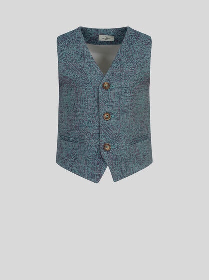 LINEN AND COTTON PAISLEY WAISTCOAT