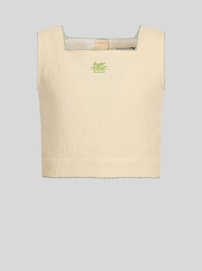 SLEEVELESS TOP WITH PEGASO EMBROIDERY