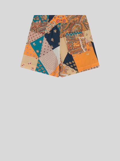 PATCHWORK COTTON SHORTS