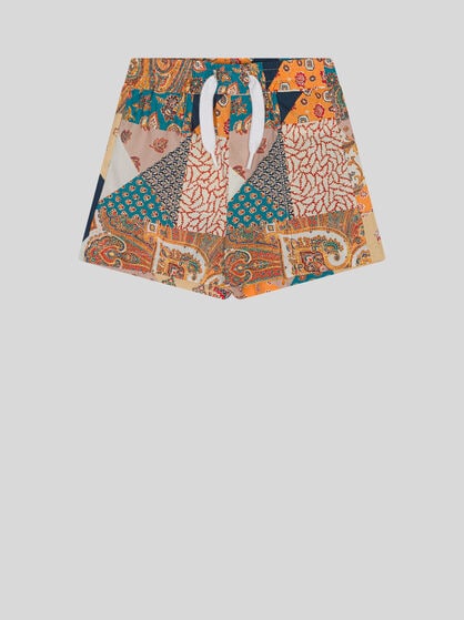 PATCHWORK COTTON SHORTS