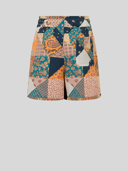 PATCHWORK COTTON SHORTS