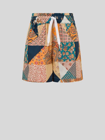 PATCHWORK COTTON SHORTS