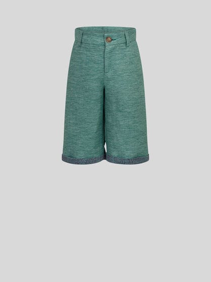 LINEN AND COTTON SHORTS WITH PEGASO LOGO