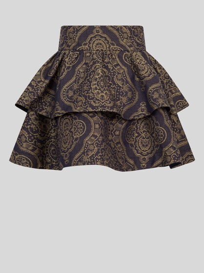 SKIRT WITH GOLD DAMASK JACQUARD MOTIF