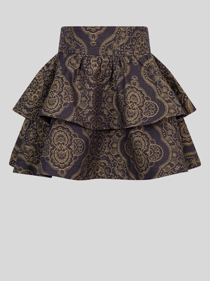 SKIRT WITH GOLD DAMASK JACQUARD MOTIF