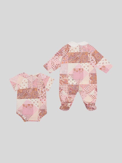 PATCHWORK BODYSUIT AND ONESIE SET