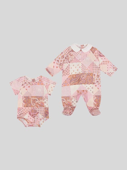 PATCHWORK BODYSUIT AND ONESIE SET