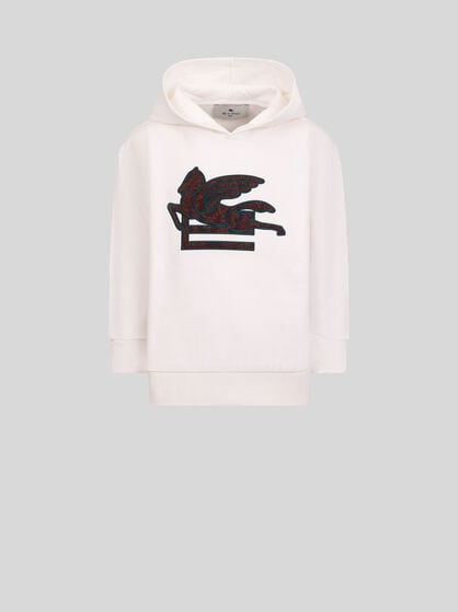 COTTON SWEATSHIRT WITH PEGASO AND PAISLEY MOTIF