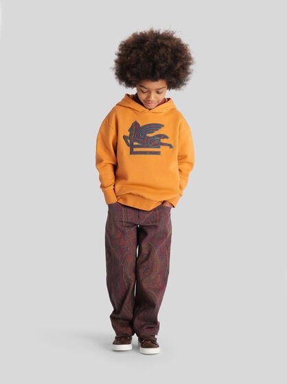 COTTON SWEATSHIRT WITH PEGASO AND PAISLEY MOTIF