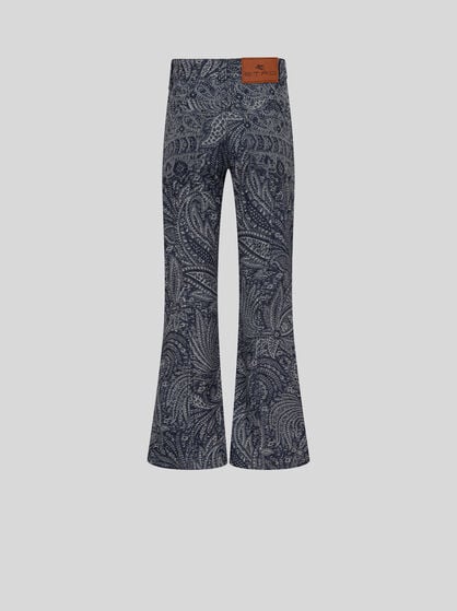 PAISLEY DENIM JACQUARD FLARED JEANS
