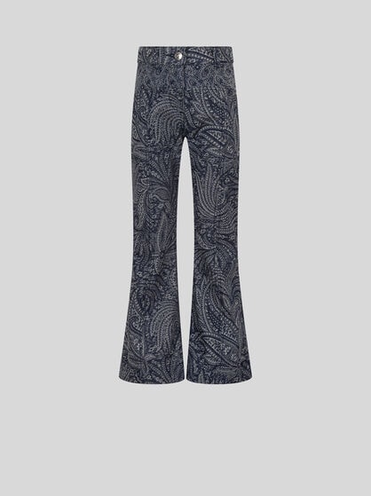 PAISLEY DENIM JACQUARD FLARED JEANS