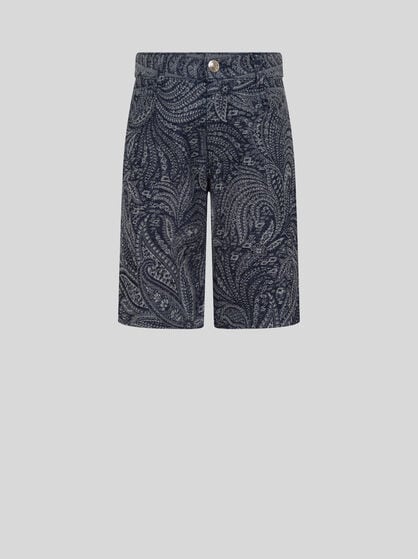 PAISLEY JACQUARD DENIM SHORTS